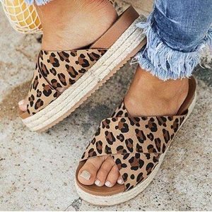 Boutique Leopard Print Cross Espadrilles Sandals